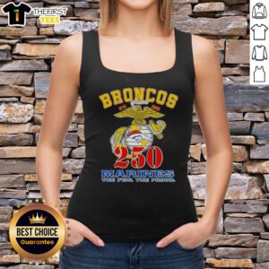 Top Denver Broncos X U.S.M.C 250th Birthday Celebration tank top featuring vibrant graphics and sporty design.