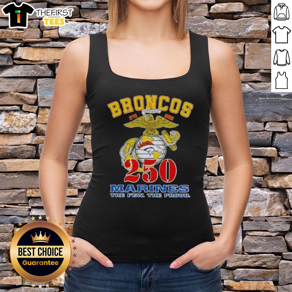Top Denver Broncos X U.S.M.C 250th Birthday Celebration tank top featuring vibrant graphics and sporty design.