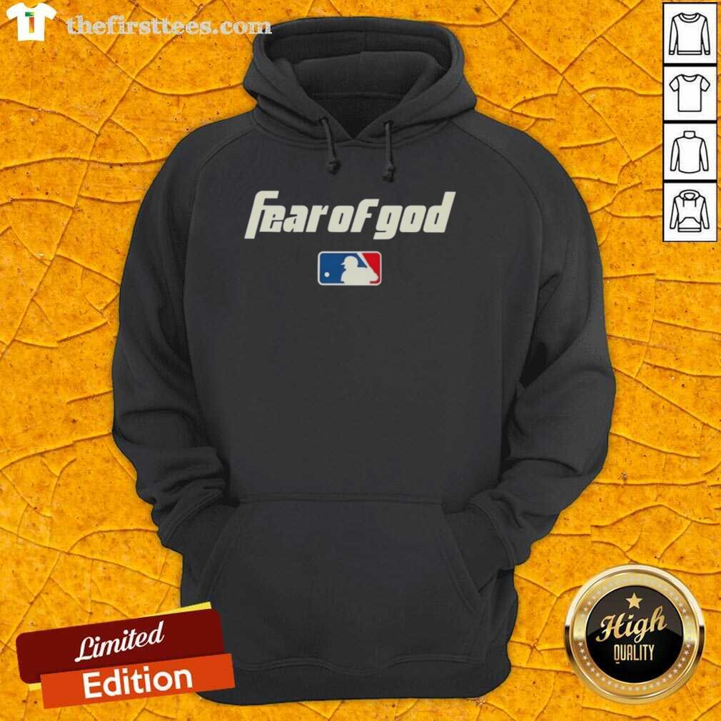 Stylish Top Fear of God MLB Logo Hoodie in black, showcasing a modern design and trendy streetwear aesthetic.