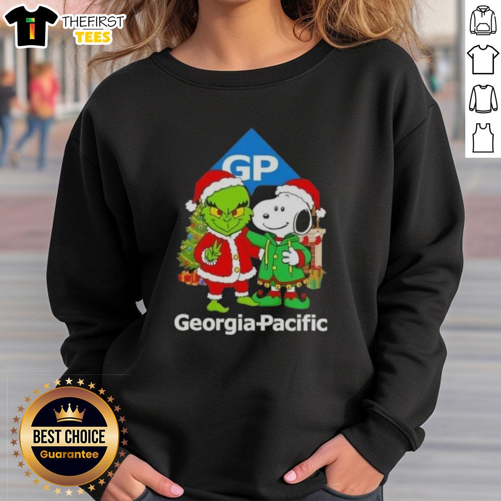 Top Georgia Pacific X Grinch and Snoopy Merry Christmas sweatshirt featuring festive designs for holiday cheer.