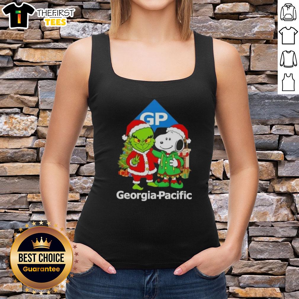 Top Georgia-Pacific X Grinch and Snoopy Merry Christmas tank top featuring festive designs for holiday cheer.