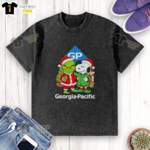 Top Georgia-Pacific X Grinch and Snoopy Merry Christmas washed t-shirt featuring festive designs for holiday cheer.