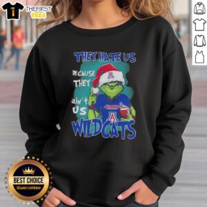 Arizona Wildcats Christmas sweatshirt featuring 'They Hate Us Because They Ain't Us' slogan, perfect for holiday fans.
