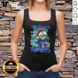Arizona Wildcats Christmas tank top featuring 'Top Grinch They Hate Us Because They Ain't Us' design for festive fans.