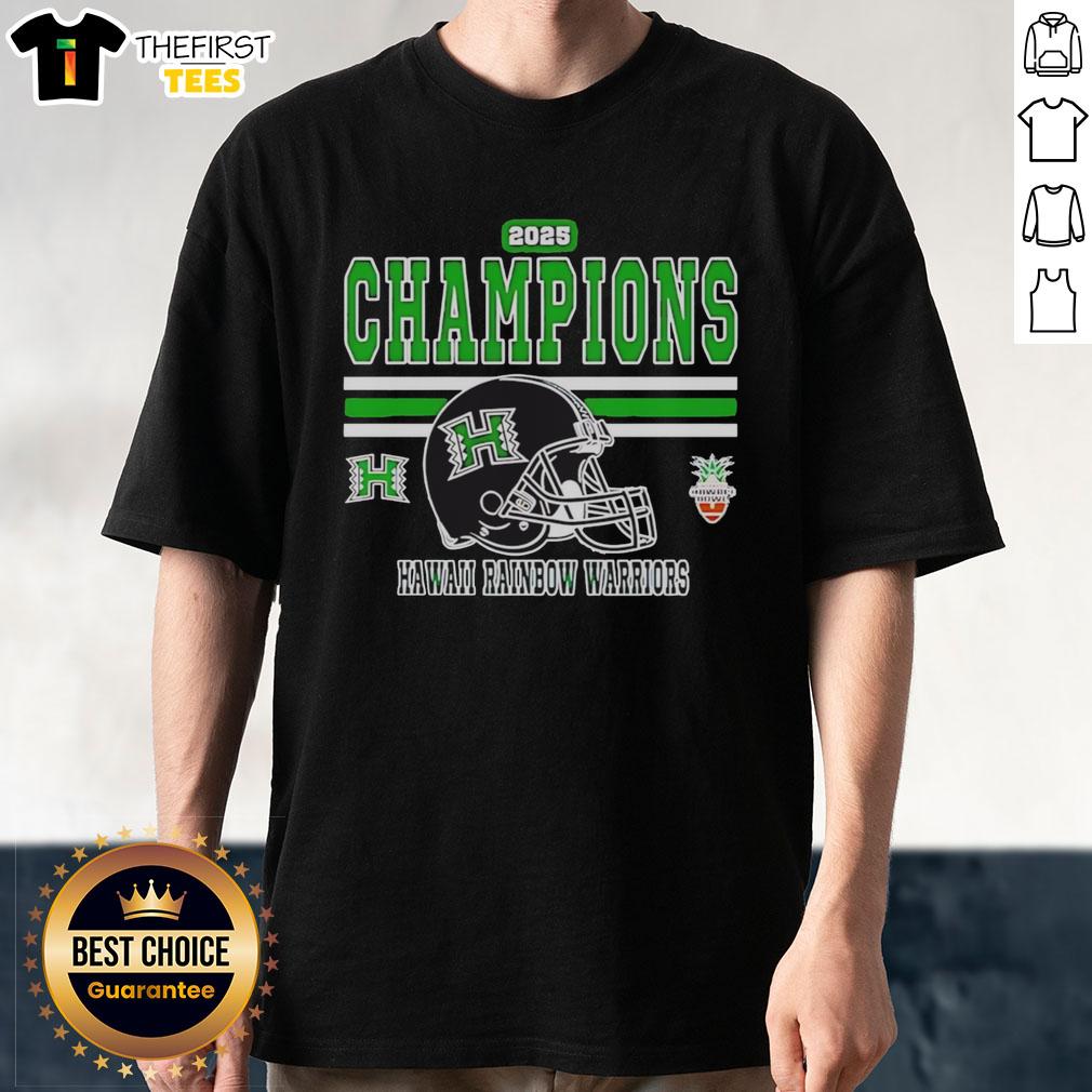 Top Hawaii Rainbow Warriors 2025 Hawai'I Bowl Champions T-Shirt featuring team colors and logo, perfect for fans.