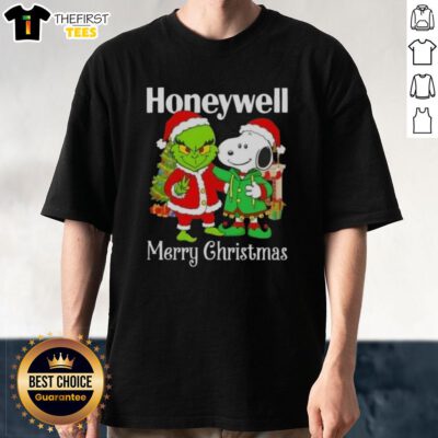 Top Honeywell X Grinch and Snoopy Merry Christmas T-Shirt featuring festive designs for holiday celebrations.