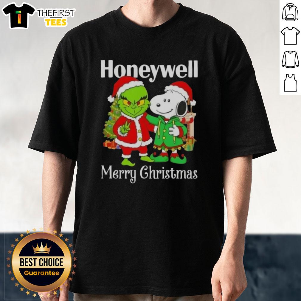 Top Honeywell X Grinch and Snoopy Merry Christmas T-Shirt featuring festive designs for holiday celebrations.