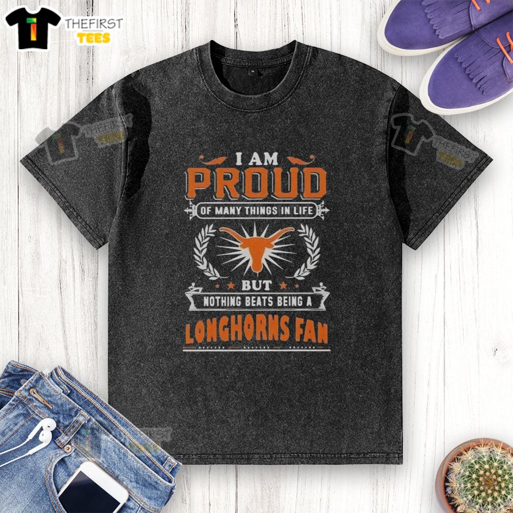 Alt Text: Texas Longhorns fan football lover wearing a washed t-shirt that celebrates pride in team spirit and sports loyalty.