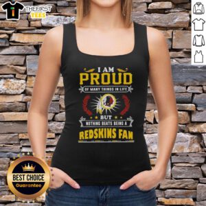 Female wearing a 'Proud Washington Redskins Fan' tank top, showcasing team spirit and pride in the NFL.