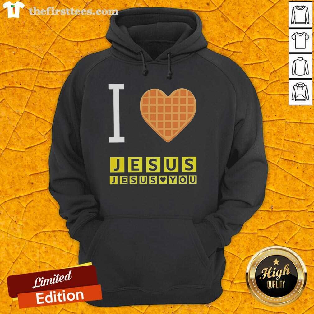 Cozy 'I Love Jesus and Jesus Loves You' waffle heart hoodie in soft fabric, perfect for expressing faith and love.