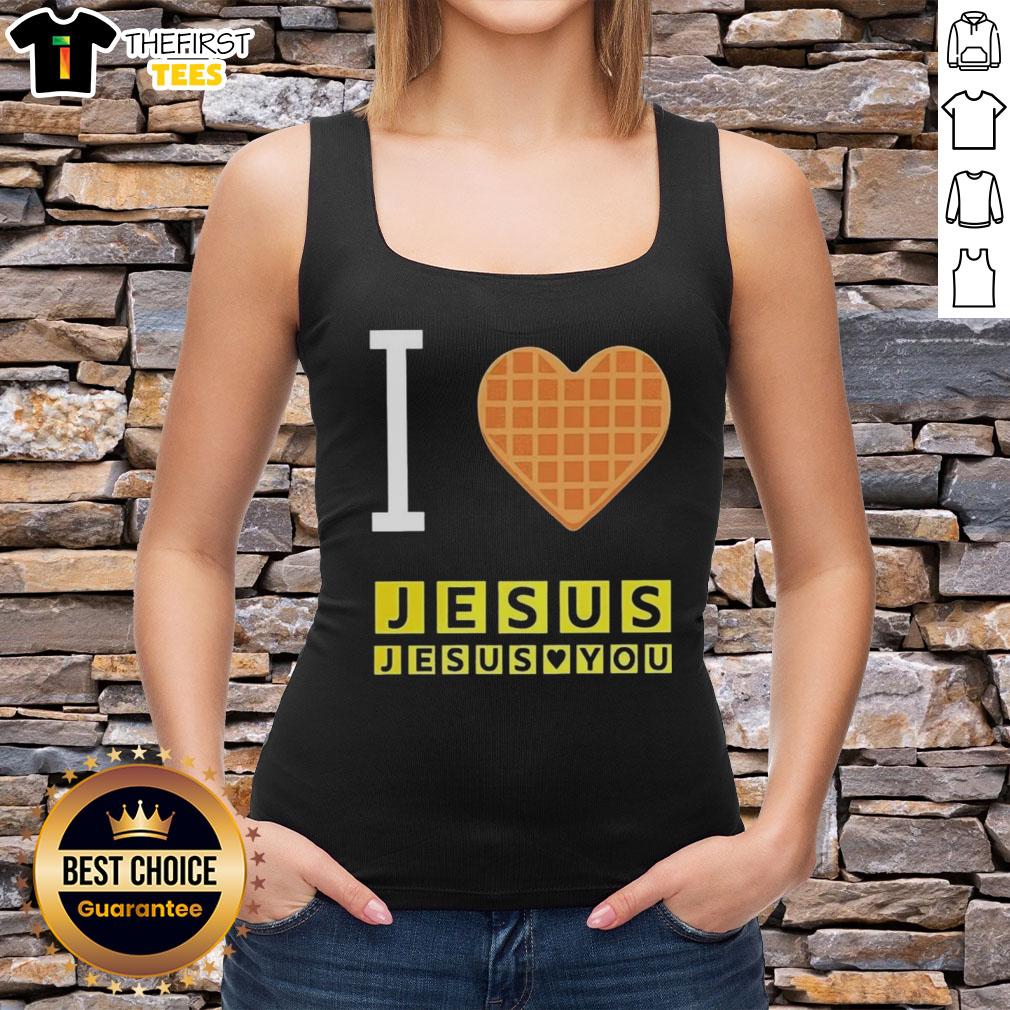 Top I Love Jesus And Jesus Loves You Waffle Heart Tank Top in vibrant colors, perfect for expressing faith and style.