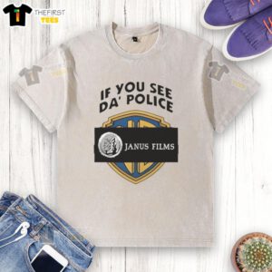 Top If You See Da Police Janus Films washed t-shirt featuring a bold graphic design, perfect for casual wear.