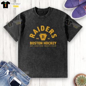 Top Ilya Rozanov 81 Boston Raiders Hockey Est 1924 washed t-shirt featuring vintage design and team logo.