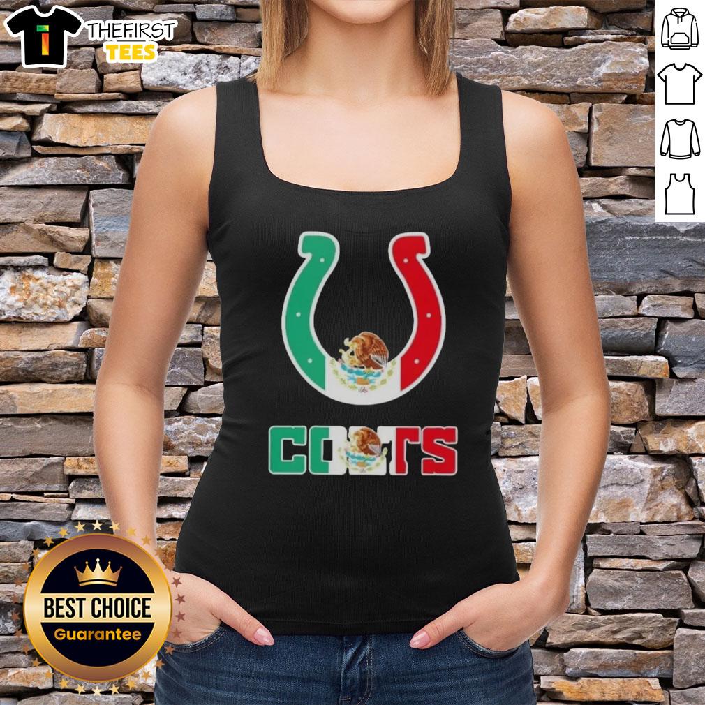 Top Indianapolis Colts football tank top featuring a vibrant Mexican flag logo design.
