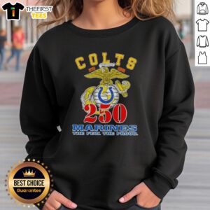 Top Indianapolis Colts x U.S.M.C. 250th Birthday Celebration sweatshirt featuring bold designs and team colors.