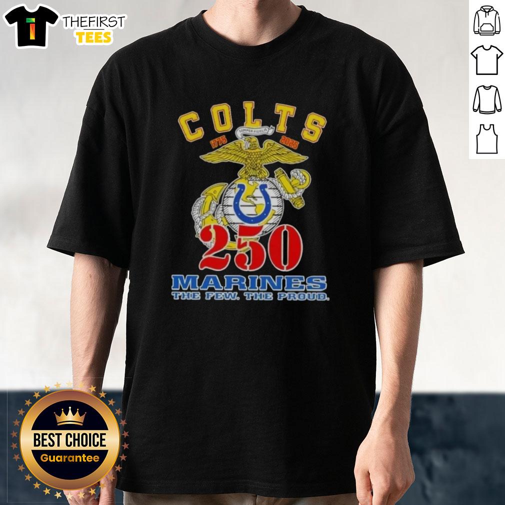 Top Indianapolis Colts X U.S.M.C 250th Birthday Celebration T-Shirt featuring bold graphics and vibrant colors.