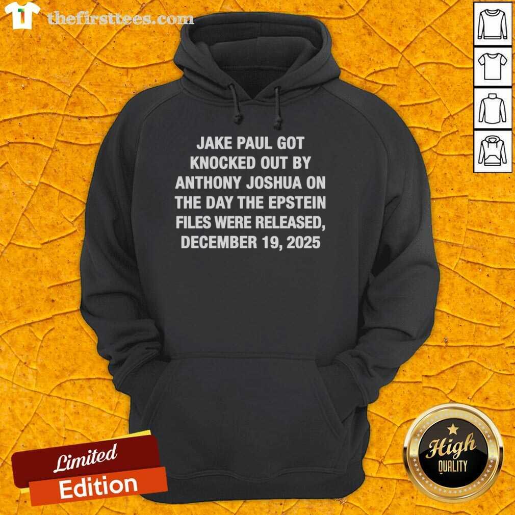 Jake Paul knocked out by Anthony Joshua, wearing a hoodie on the day the Epstein files were released.