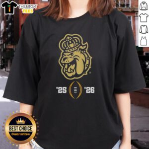 Top James Madison Dukes 2025-2026 College Football Playoff logo on a stylish ladies tee shirt design.