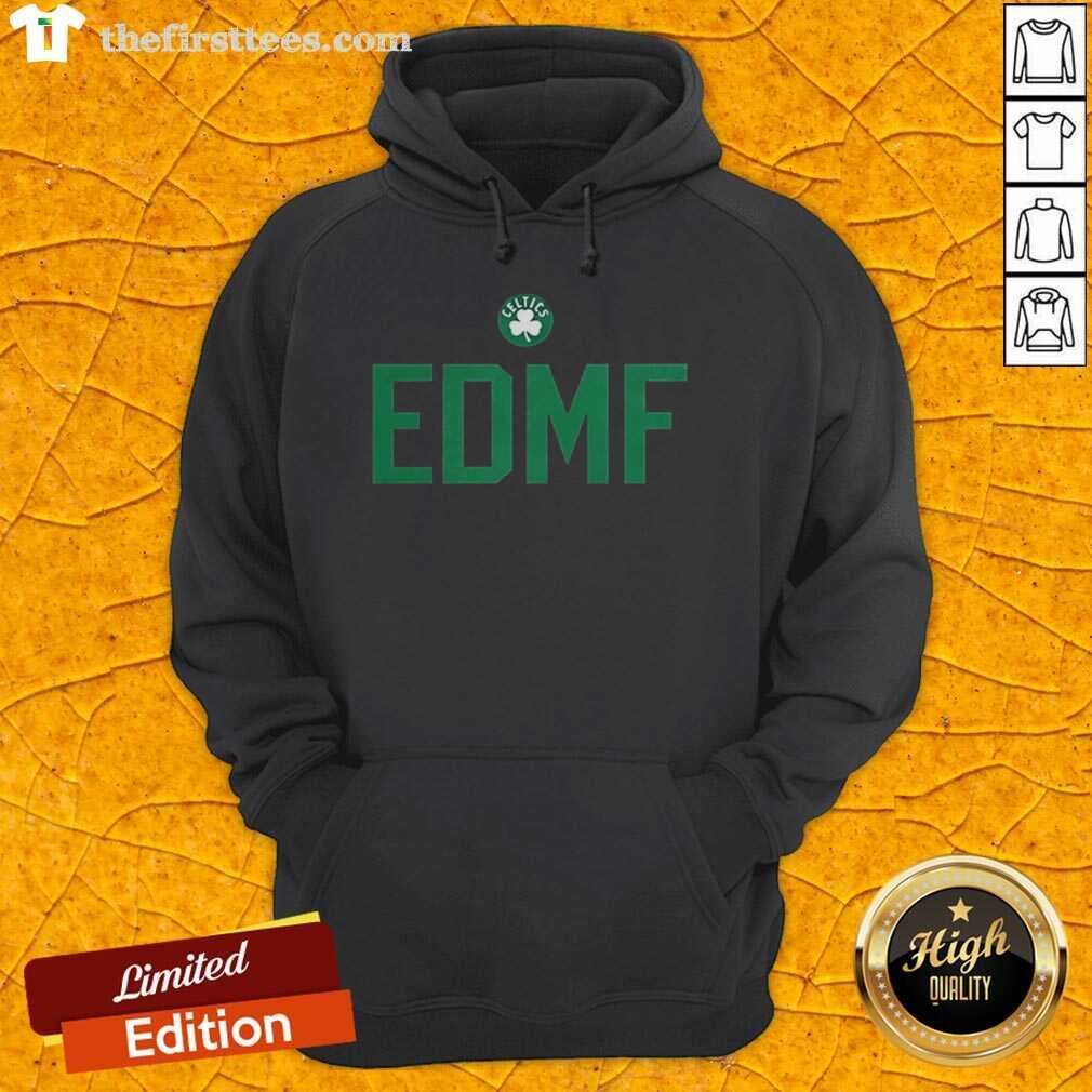 Alt Text: Jaylen Brown wearing a Boston Celtics NBA EDMF letter hoodie, showcasing team spirit and stylish sportswear.