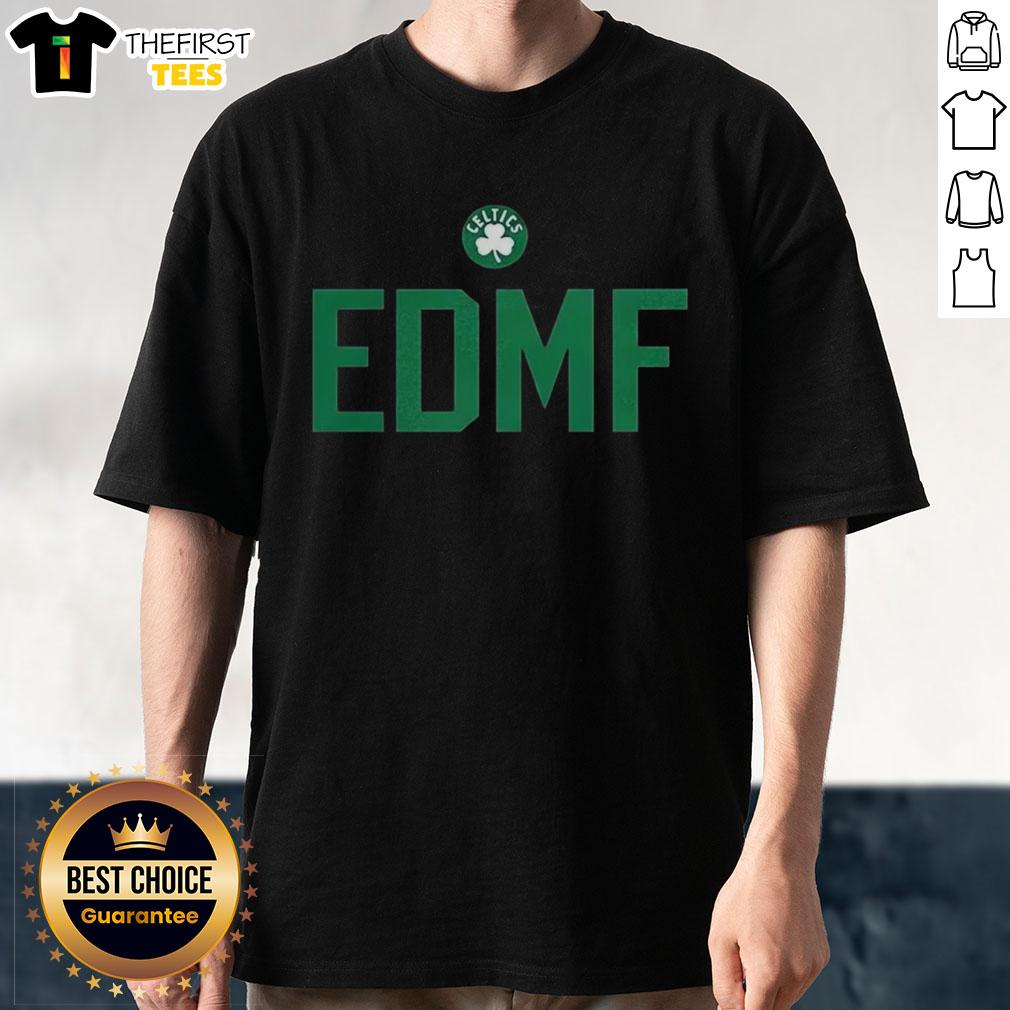 Top Jaylen Brown Boston Celtics NBA EDMF letter T-shirt showcasing vibrant team colors and player graphics.