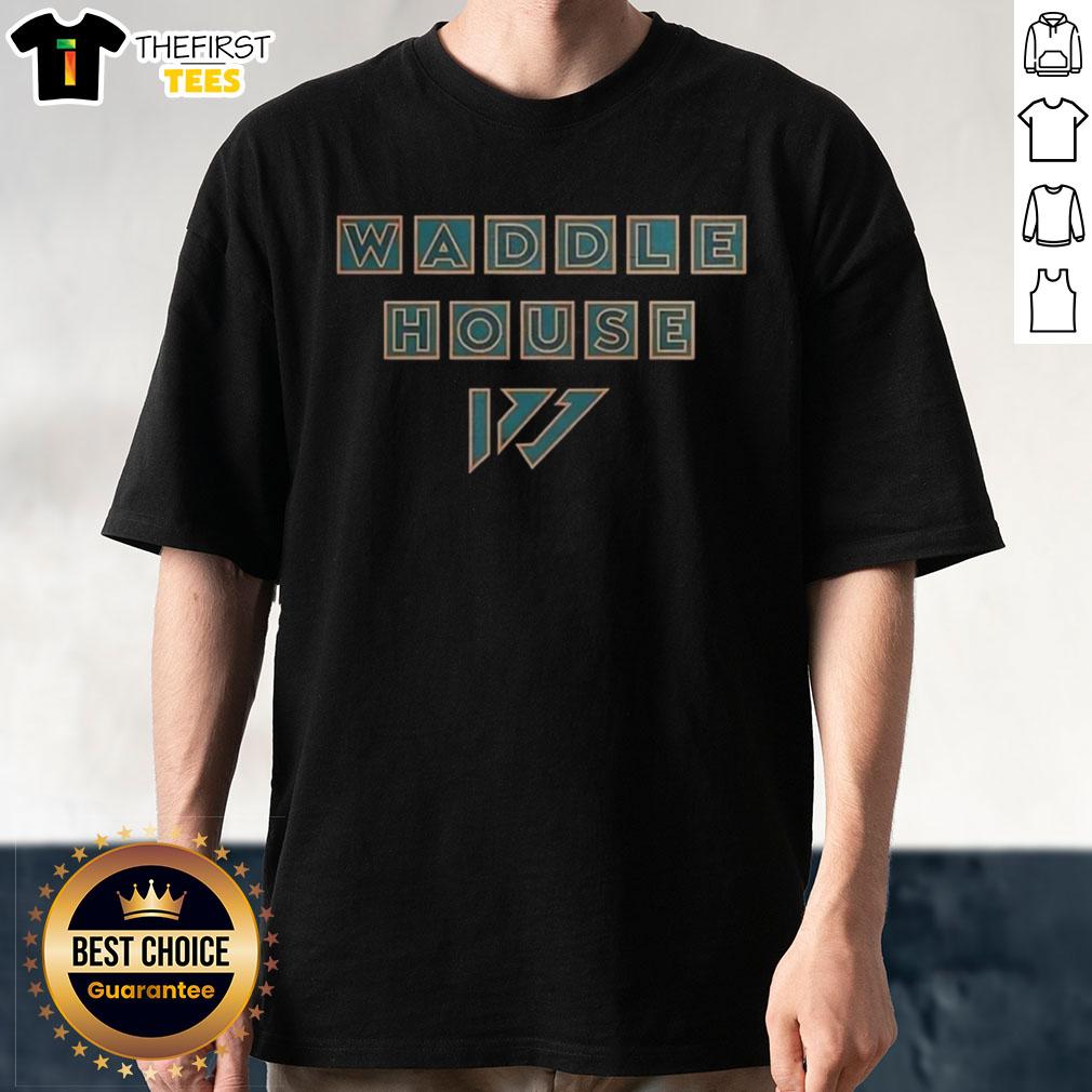 Top Jaylen Waddle Miami Dolphins Waddle House logo t-shirt featuring vibrant colors and a stylish design for fans.