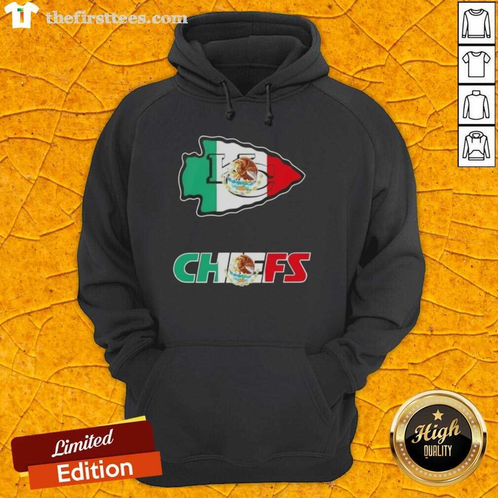 Top Kansas City Chiefs football hoodie featuring a vibrant Mexican flag logo design, perfect for fans and style enthusiasts.