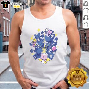 Top Kirby Day At The Races Tank Top featuring vibrant colors and a playful design, perfect for summer fashion.