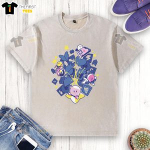 Top Kirby Day At The Races washed t-shirt featuring a vibrant design for racing fans and Kirby enthusiasts.