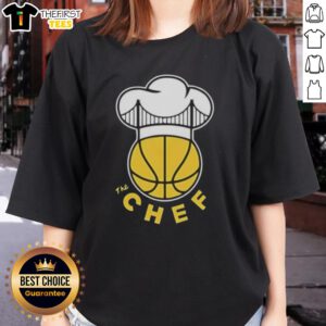 Alt Text: Top Los Angeles Lakers NBA The Chef Ball Logo Ladies Tee featuring vibrant design and comfortable fit for fans.