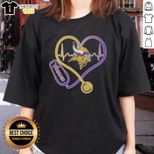 Top Love Minnesota Vikings Stethoscope Headphones Ladies Tee for passionate fans, showcasing team spirit and style.