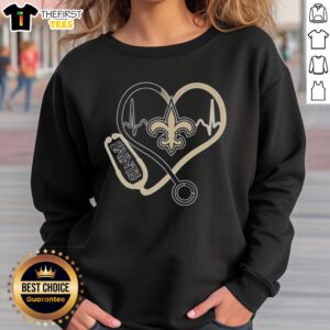New Orleans Saints sweatshirt featuring stethoscope headphones for fans, perfect for game day warmth and style.