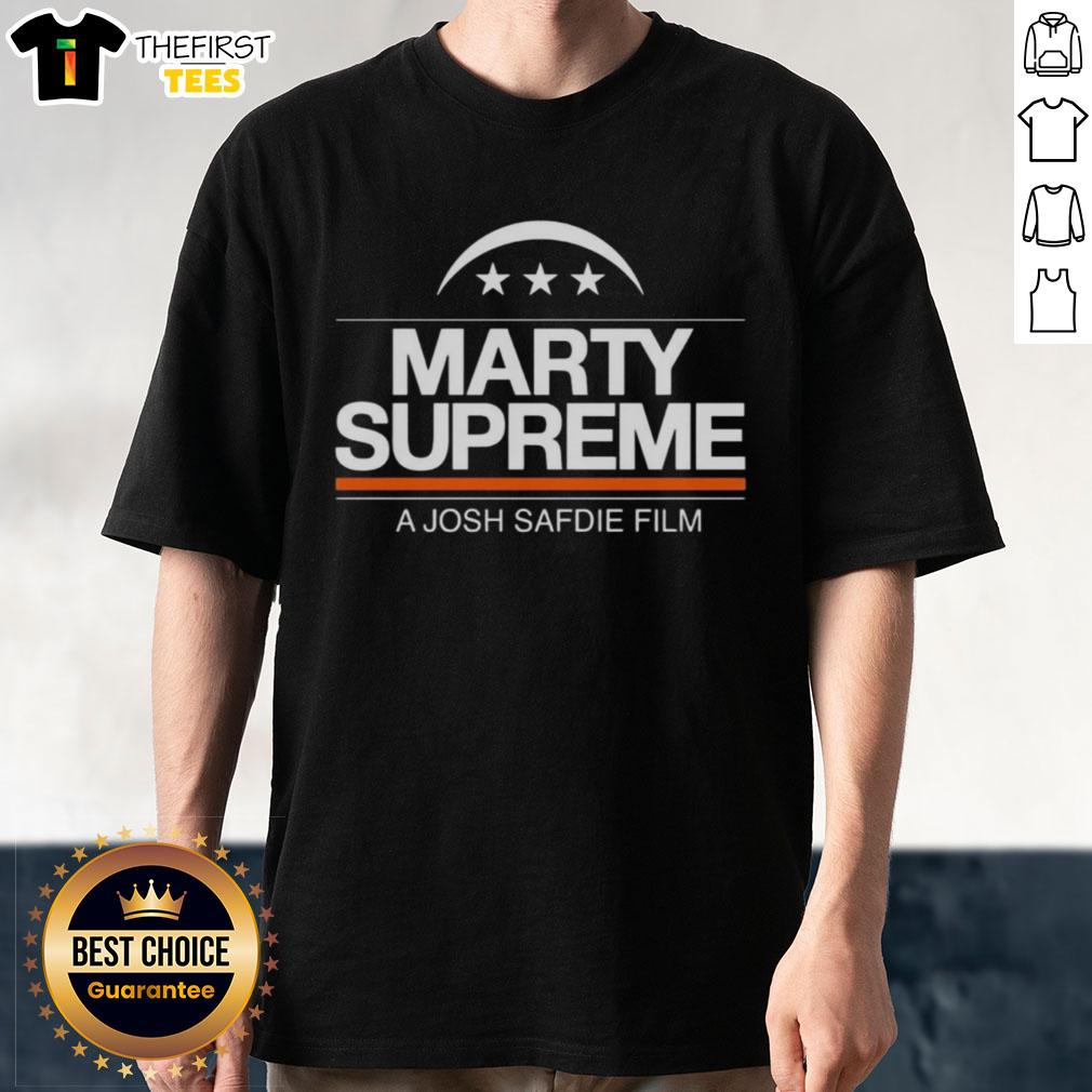 Top Marty Supreme 2025 A Josh Safdie Film logo t-shirt featuring vibrant graphics and stylish design for fans.