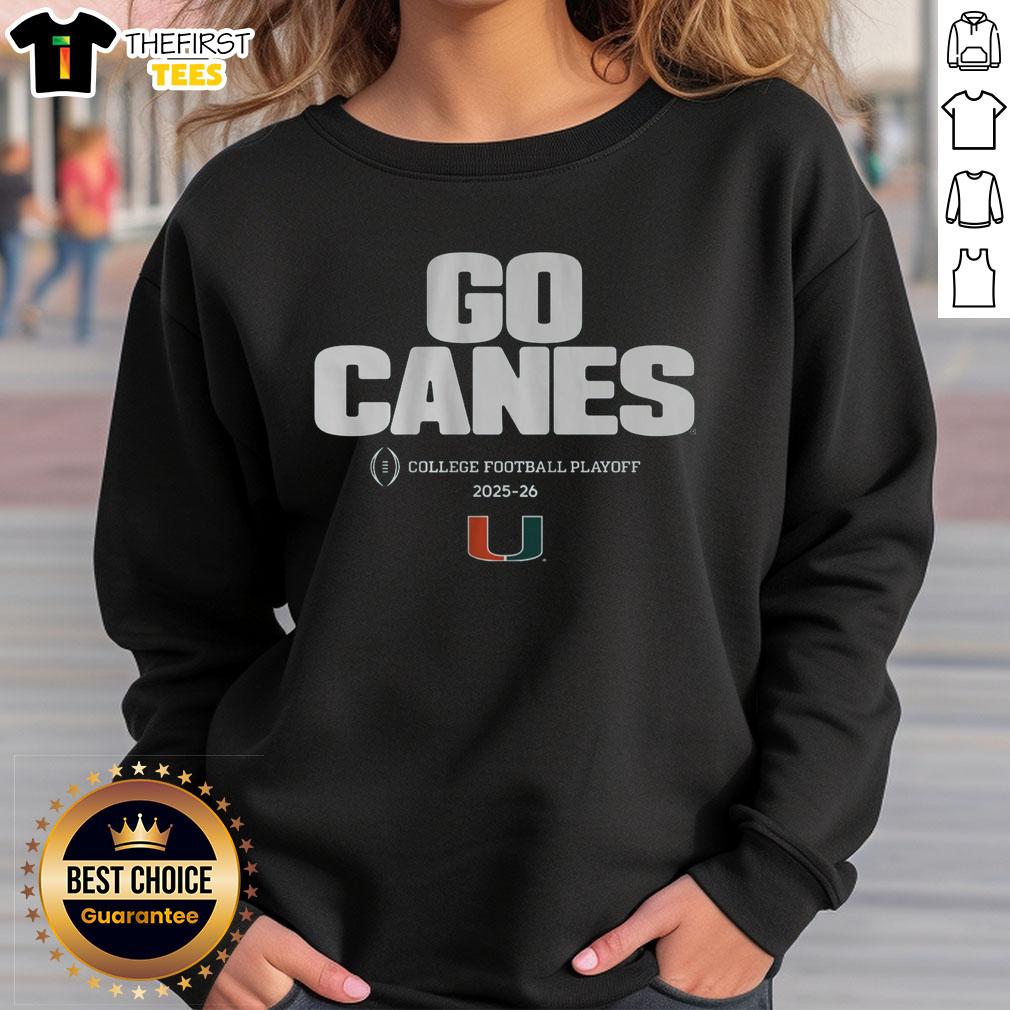 Top Miami Football 2025 CFP Team Slogan Sweatshirt featuring bold graphics and vibrant colors, perfect for fans.