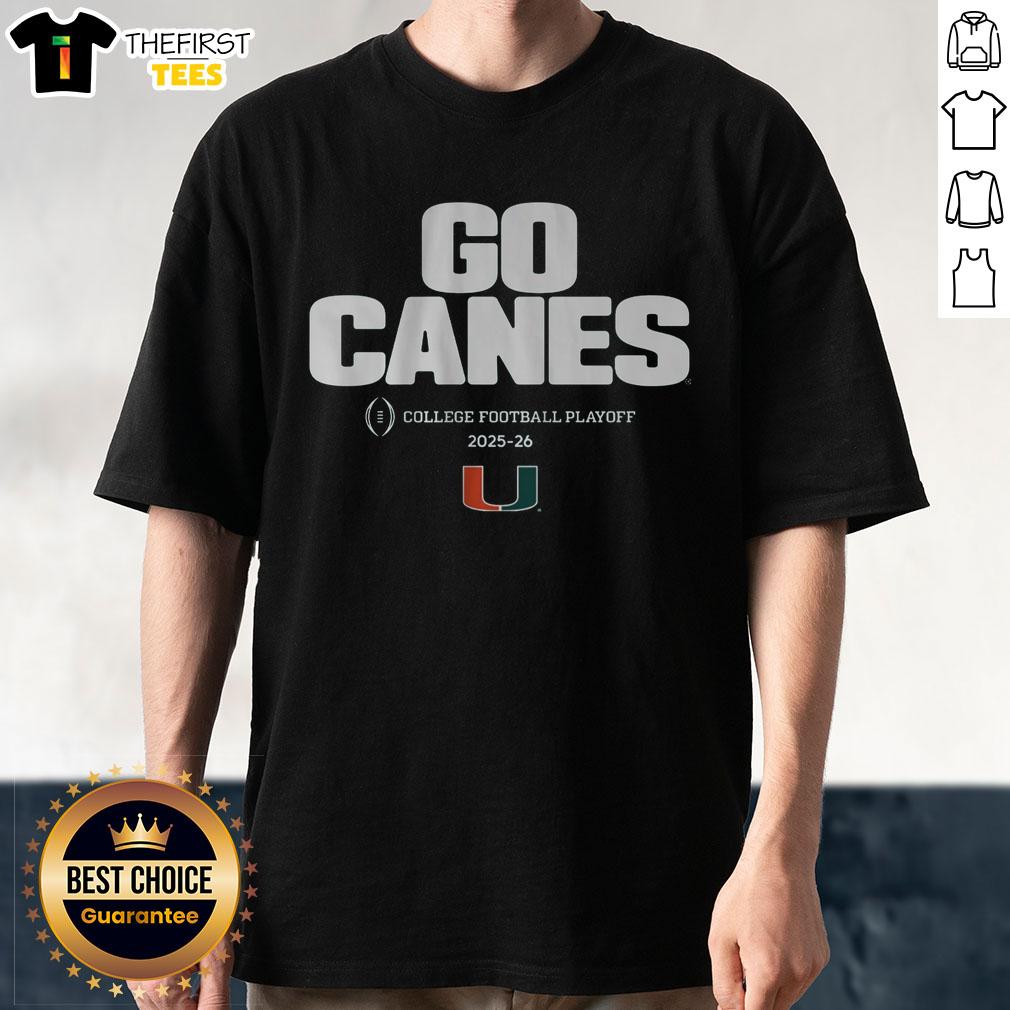Alt Text: Top Miami Football 2025 CFP Team Slogan T-Shirt featuring bold graphics and vibrant colors for fans.