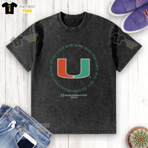 Miami Hurricanes Drive Drive Drive t-shirt design for CFP 2025-26, featuring vibrant graphics and team spirit.