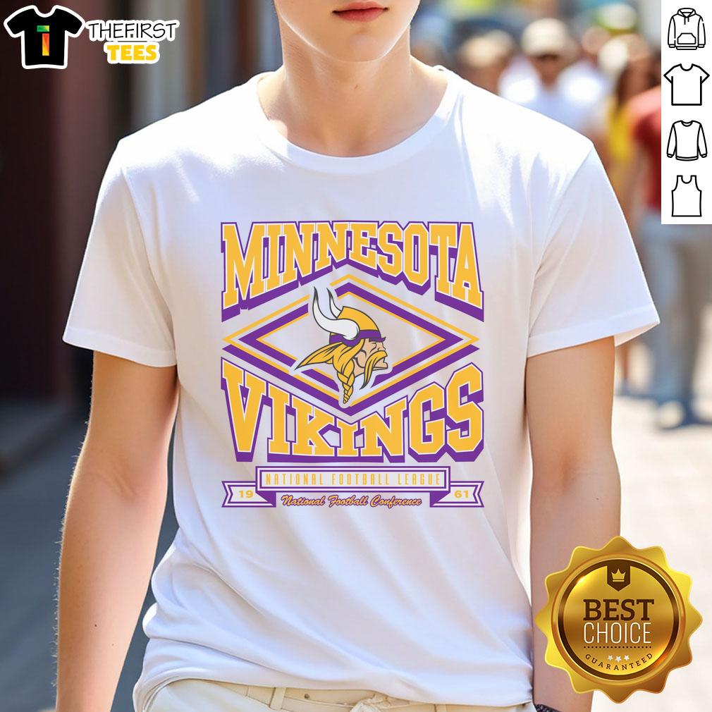 Alt Text: Top Minnesota Vikings Heater T-Shirt featuring bold team colors and logo, perfect for fans and game day attire.