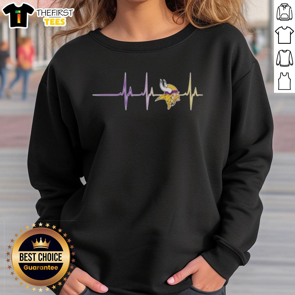 Top Minnesota Vikings NFL Heartbeat Sweatshirt featuring team colors and logo, perfect for fans and game days.