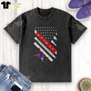 Alt Text: Top New England Patriots Football X Teacher American Flag Washed T-Shirt featuring a vibrant flag design.