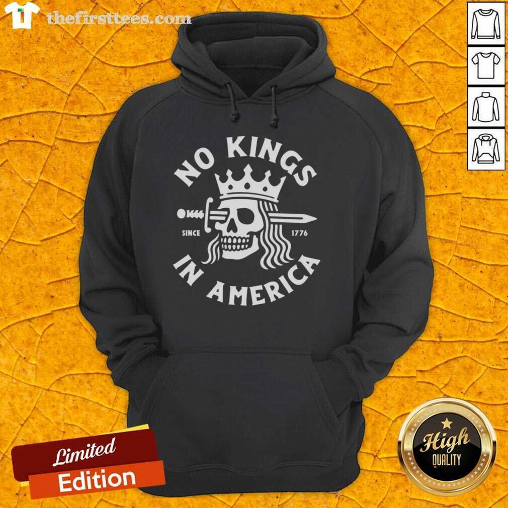 Top No Kings In America Skull Hoodie featuring a bold skull graphic on a stylish black background.