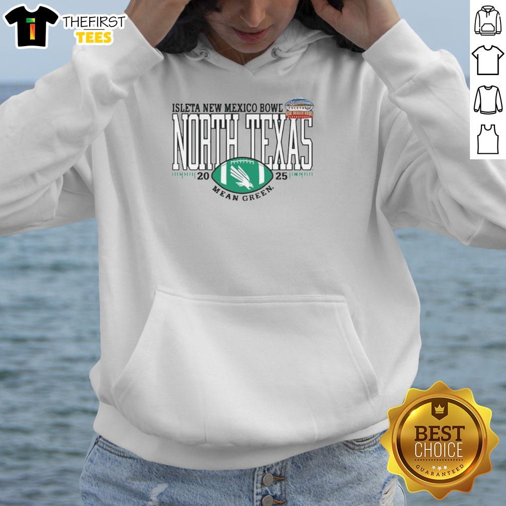 2025 Isleta New Mexico Bowl hoodie featuring the Top North Texas Mean Green logo, perfect for football fans.