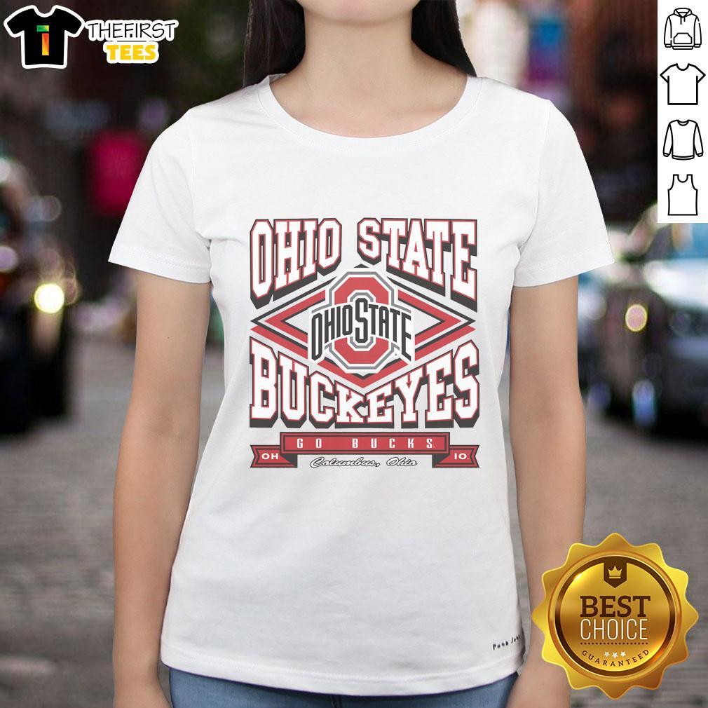 Top Ohio State Buckeyes Heater Ladies Tee in red, featuring the iconic Buckeyes logo and a stylish, comfortable fit.