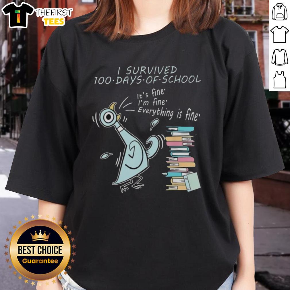 Top Pigeon bird graphic on a ladies tee celebrating 100 days of school with fun and vibrant design.