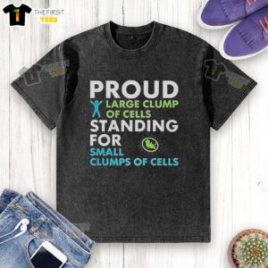 Alt Text: Top view of a proud large clump of cells symbolizing a washed t-shirt, showcasing vibrant colors and textures.