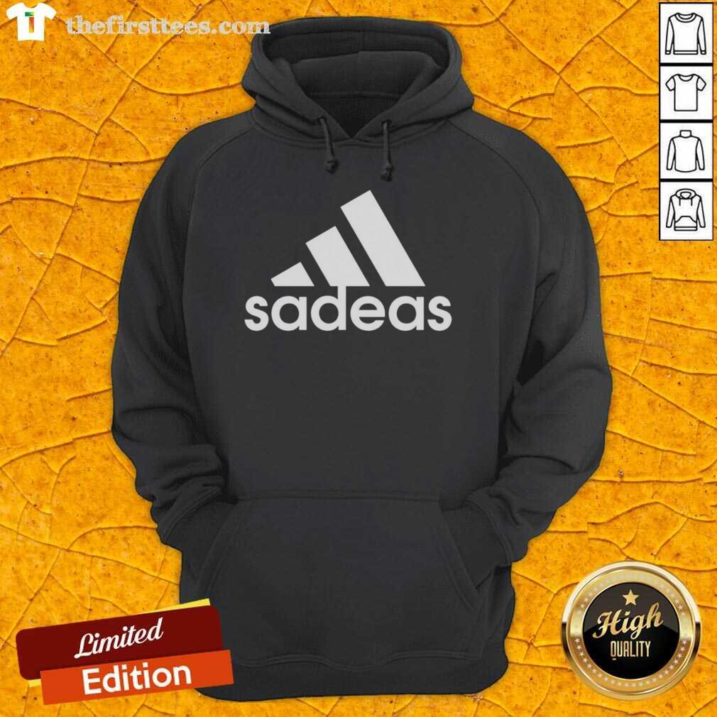 Top Sadeas Three Stripes Logo Parody Hoodie featuring a unique design and vibrant colors for trendy streetwear fashion.
