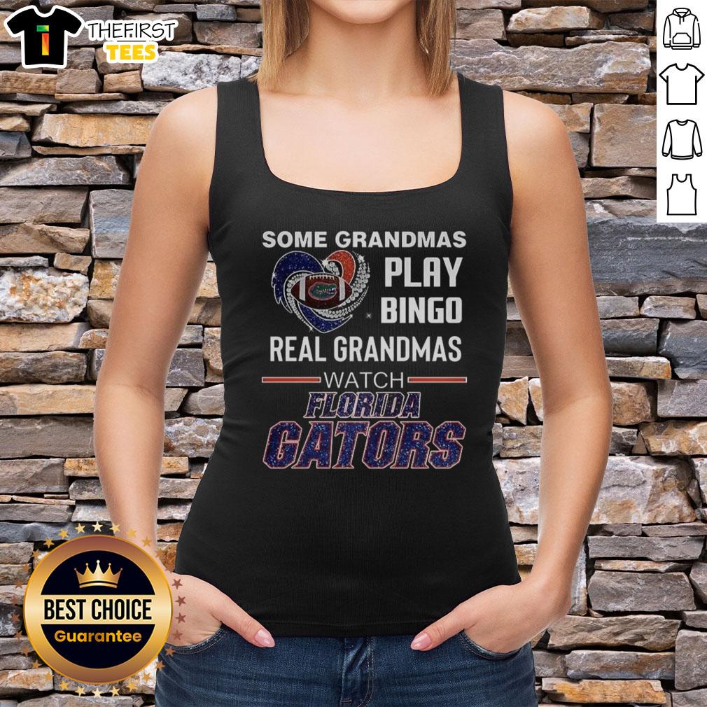 Grandmas in Florida Gators tank tops enjoying bingo, showcasing fun and team spirit in a vibrant atmosphere.