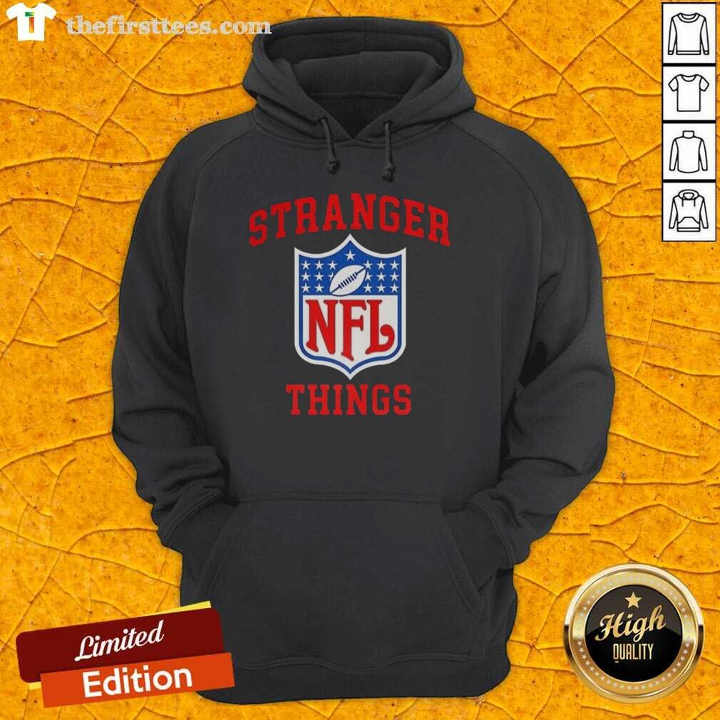 Top Stranger Things x NFL Logo Hoodie featuring unique design and vibrant colors, perfect for fans of both franchises.