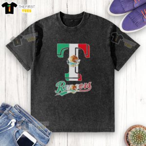 Top Texas Rangers baseball X Mexican flag washed t-shirt, showcasing a vibrant design perfect for fans and collectors.