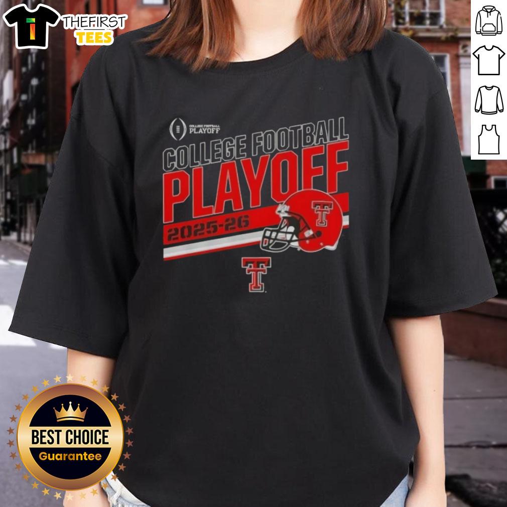 Top Texas Tech Red Raiders 2025 CFB Playoff Stripe Football Helmet Ladies Tee showcasing team pride and stylish design.