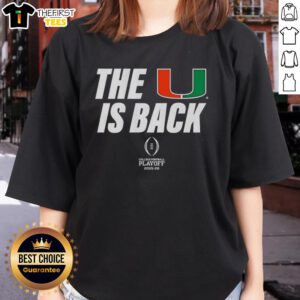 Miami Hurricanes Football 2025 CFP Ladies Tee featuring vibrant colors and team logo, perfect for fans.