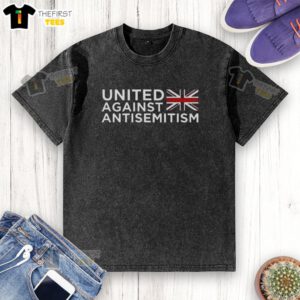 Top United Against Antisemitism flag design on a washed T-shirt, promoting unity and awareness against antisemitism.